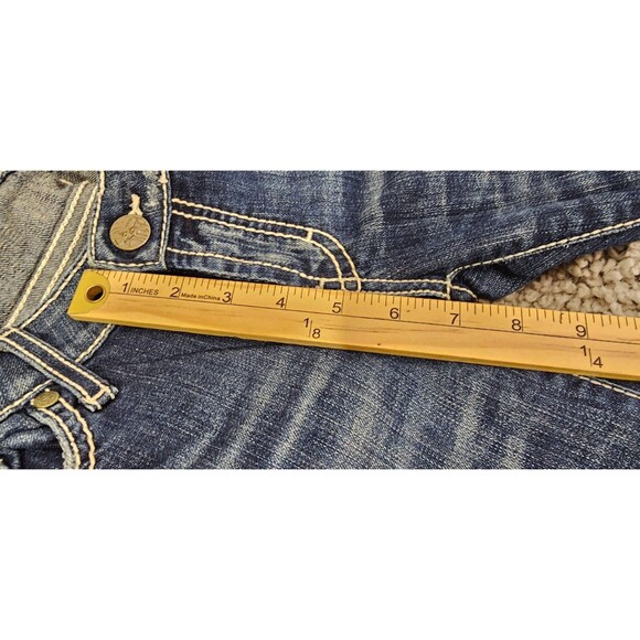 BKE Stella Capri Jeans Low-Rise Distressed Dark Wash Thick Stitch Womens 28x22 - Picture 14 of 16